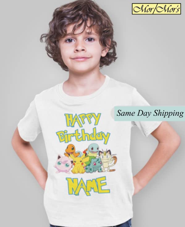 Boy T-shirt Birthday Family Custom Name Age Matching Shirts Gotta Catch Them All