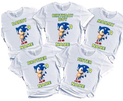 SuperHero sonic Fast Hedgehog Blue Birthday Shirt Boy/Girl Super Custom Family Matching Tees