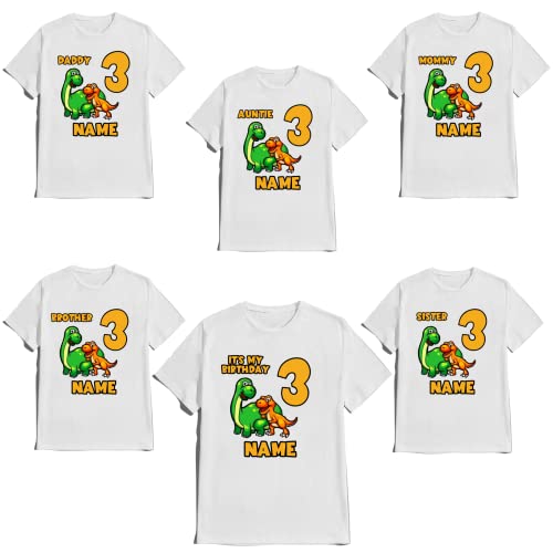 Dinosaur Birthday Boy Girl Shirt Dino Family Matching T-shirts Dinosaurs Custom Tshirt Name Age Kids Party Tees
