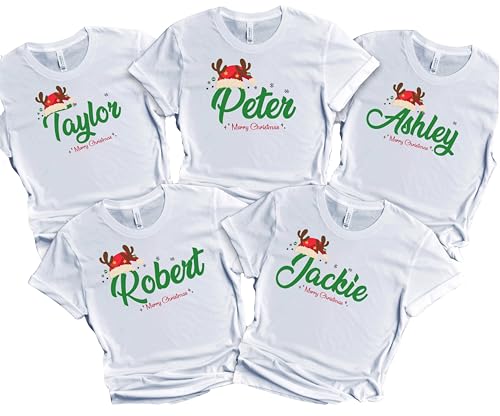 Christmas Matching Shirts For All The Family Custom Gift Holidays Christmas Eve White Tshirt All Sizes Kids And Adults Personalized Customize Name Shirt