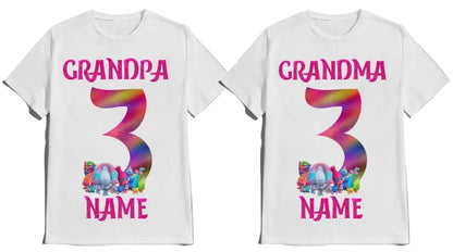 Birthday Shirt Colorful Gnomes Theme Boy Girl T-shirt Customize with Name and Age Tees Family Matching Shirts Kids party