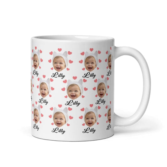 Mugs For All The Family Gift Holiday Personalized Christmas Design Ceramic Mugs with Name And Photo Your Face Customized Xmas Cups Gifts for Holiday All Family Gathering Tea Cup White Coffee Mug 11oz
