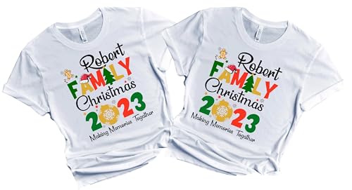 Christmas Matching Shirts For All The Family Custom Gift Holidays Christmas Eve White Tshirt All Sizes Kids And Adults Personalized Customize Name Shirt