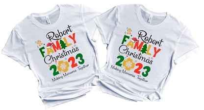 Christmas Matching Shirts For All The Family Custom Gift Holidays Christmas Eve White Tshirt All Sizes Kids And Adults Personalized Customize Name Shirt