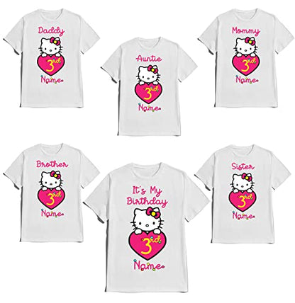 Hello Birthday Kitty Girly Shirt Family Matching T-shirts Birthday Girl Custom Tees Kids Party