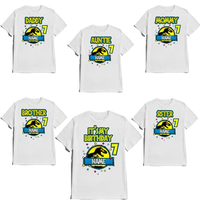 Dinosaur Birthday Boy Shirt Dino SHIRTS Girl Family Matching T-shirts Dinosaurs Custom Tshirt Name Age Kids Party Tees