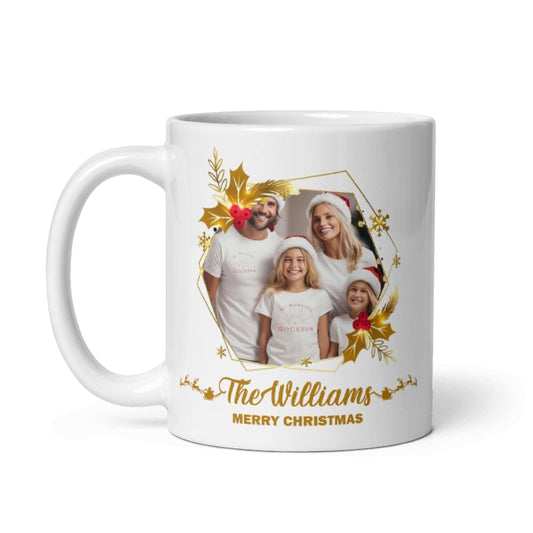 Custom Family Photo Mug Gifts Personalized Christmas Design Ceramic Mugs with Name And Photo Customized Xmas Cups Gifts for Holiday All Family Gathering Tea Cup White Coffee Mug 11oz
