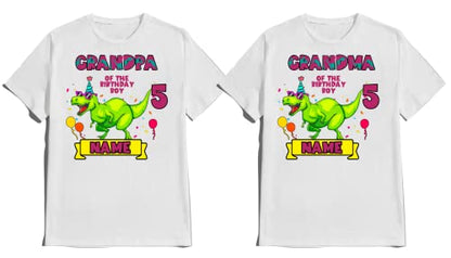 Dinosaur Birthday Shirt Dino Family Matching T-shirts Custom Tshirt Name Age Kids Party Tees