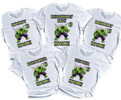 The Incredible Avenger Green Birthday Boy Shirt Custom Super Hero Tees Kids Party Family Matching Super-Hero T-shirts
