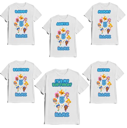 Birthday Personalized Bubble Birthday Shirt Add Any Name and Age Custom Shirts Guppie Birthday Kids Party Family Matching Shirts