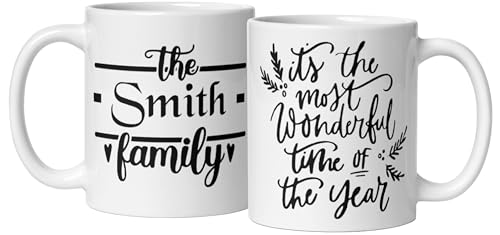 Custom MugCoffee Cup Gifts Personalized Christmas Design Ceramic Mugs with Name And Photo Customized Xmas Cups Gifts for Holiday All Family Gathering Tea Cup White Coffee Mug 11oz
