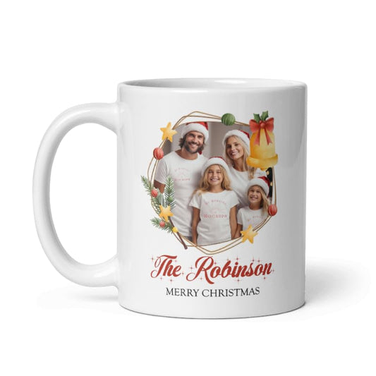 Mugs For All The Family Gift Holiday Personalized Christmas Design Ceramic Mugs with Name And Photo Customized Xmas Cups Gifts for Holiday All Family Gathering Tea Cup White Coffee Mug 11oz