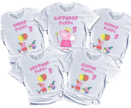 Piggy Birthday Pepa Boy pep Birthday Girl Shirt Matching Family Custom Tees Pig