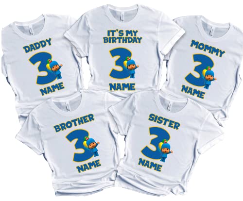 Pocoya Birthday Shirt Boy Girl Family T-shirts Matching Custom Tees