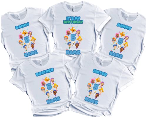 Birthday Personalized Bubble Birthday Shirt Add Any Name and Age Custom Shirts Guppie Birthday Kids Party Family Matching Shirts