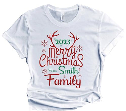 Christmas Matching Shirts For All The Family Custom Gift Holidays Christmas Eve White Tshirt All Sizes Kids And Adults Personalized Customize Name Shirt