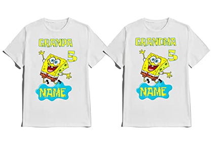 Sponge Birthday Boy Girl Shirt Custom Family Matching Tshirts Custom Name Age Kids Party Tees