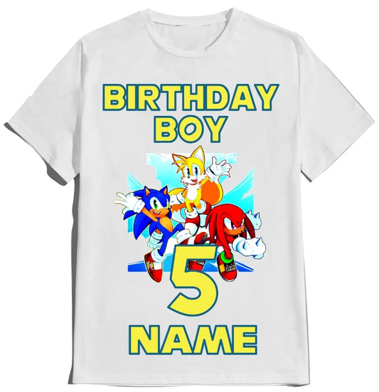 SuperHero sonic Fast Blue Hedgehog Birthday Shirt Boy/Girl Super Custom Family Matching Tees