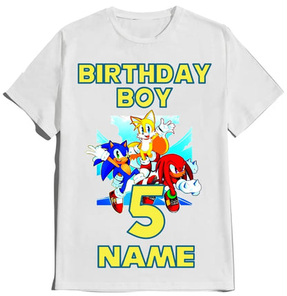 SuperHero sonic Fast Blue Hedgehog Birthday Shirt Boy/Girl Super Custom Family Matching Tees