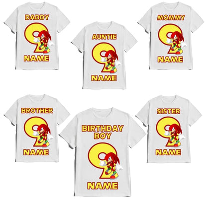 SuperHero sonic Birthday Boy Shirt Fast Blue Red Hedgehog T-shirt Birthday Boy/Girl Super Custom Family Matching Tees