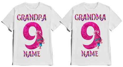 Birthday Shirt Colorful Gnomes Theme Boy Girl T-shirt Personalize with Name and Age Custom Tees Family Matching Shirts Kids party