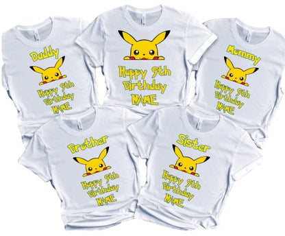 Birthday T-shirt Party Boy Matching Shirts Family Tees Custom Gotta chatch them all Name Age Birthdayboy