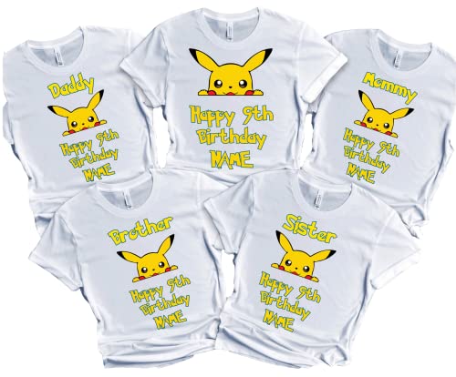 Birthday T-shirt Party Boy Matching Shirts Family Tees Custom Gotta chatch them all Name Age Birthdayboy