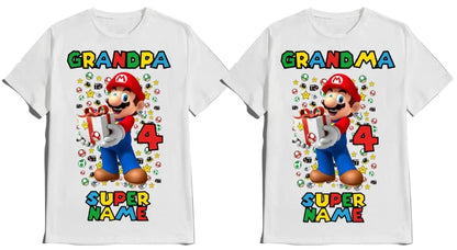 Super-Hero Mario Shirt Birthday Boy Custom Matching Family Tees Kids Party