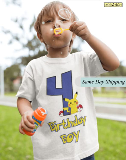 Birthday T-shirt Boy Custom Name Age Birthdayboy Shirts Family Matching Tees Gotta Catch Them All