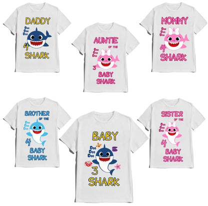 Baby Birthday Boy Girl Shark Shirt Family Matching Custom T-shirts Doodoodoo