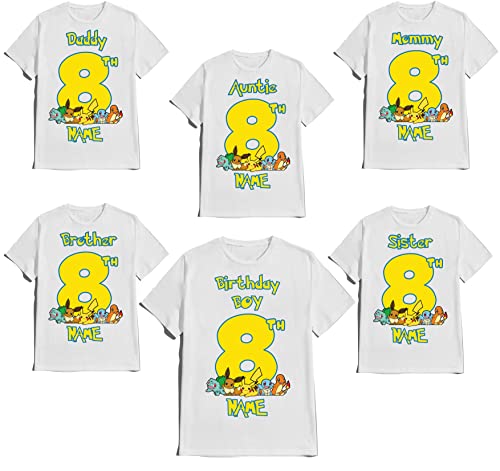 T-shirt Birthday Boy Family Matching Tees Custom Name Age Gota Catch Them All Party