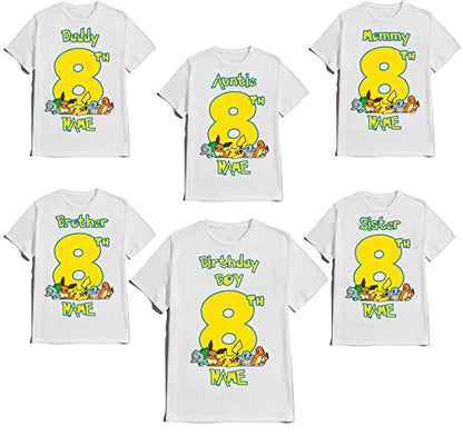 T-shirt Birthday Boy Family Matching Tees Custom Name Age Gota Catch Them All Party