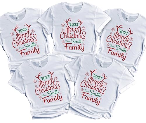 Christmas Matching Shirts For All The Family Custom Gift Holidays Christmas Eve White Tshirt All Sizes Kids And Adults Personalized Customize Name Shirt