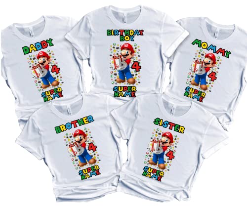 Super-Hero Mario Shirt Birthday Boy Custom Matching Family Tees Kids Party