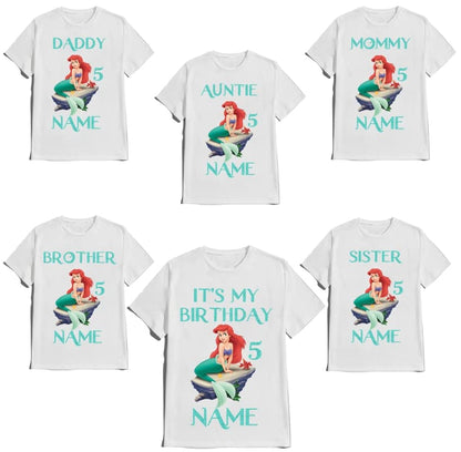 Mermaid Birthday Girl Shirt Family Custom Family Matching Ariel Tees