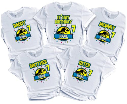Dinosaur Birthday Boy Shirt Dino SHIRTS Girl Family Matching T-shirts Dinosaurs Custom Tshirt Name Age Kids Party Tees