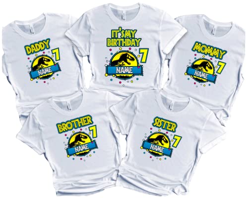 Dinosaur Birthday Boy Shirt Dino SHIRTS Girl Family Matching T-shirts Dinosaurs Custom Tshirt Name Age Kids Party Tees