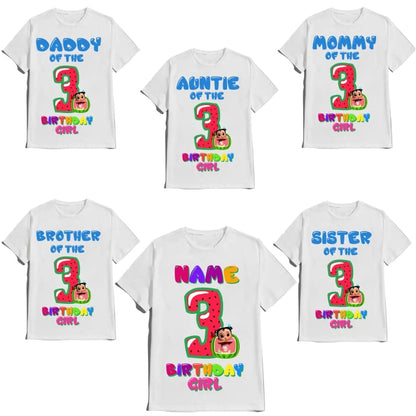 Birthday Shirt Melon Boy Girl T-shirt Family Matching Shirts Kids party Customize with Name and Age Tees