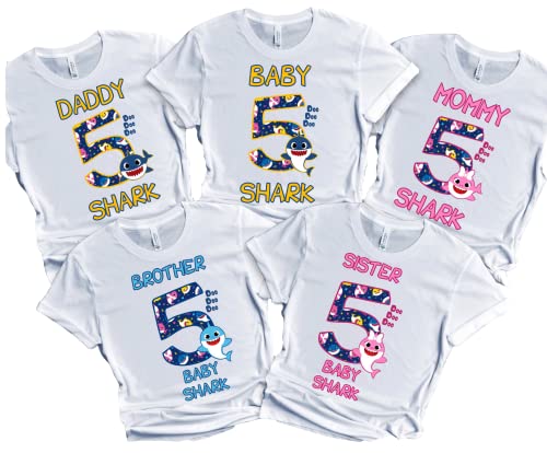 Birthday Baby Boy Girl Shark Shirt Family Matching Custom T-shirts Doodoodoo