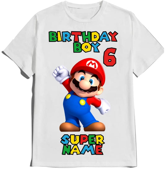 Superhero Mario Shirt Super Birthday Boy Matching Family Custom T-shirts Kids Party