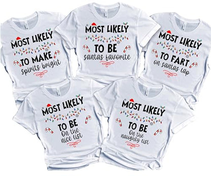 Christmas Matching Shirts For All The Family Custom Gift Holidays Christmas Eve White Tshirt All Sizes Kids And Adults Personalized Customize Name Shirt
