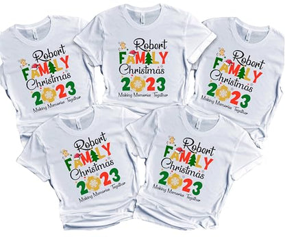 Christmas Matching Shirts For All The Family Custom Gift Holidays Christmas Eve White Tshirt All Sizes Kids And Adults Personalized Customize Name Shirt
