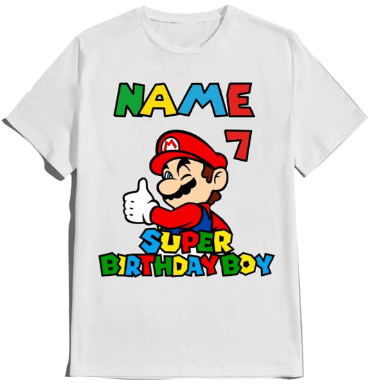 Super-Hero Shirt Birthday Mario t-Shirt Birthday Boy Custom Family Matching Tees Kids Party