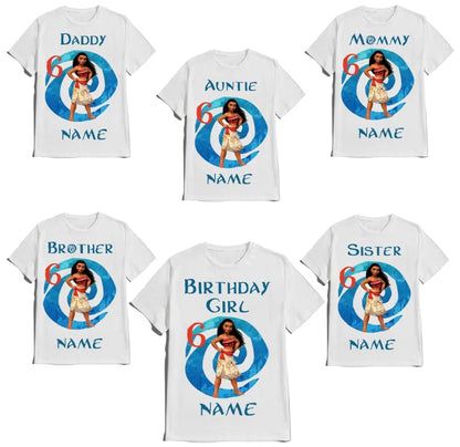 Moana Birthday Shirt Girl Cutome Family Matching T-shirts