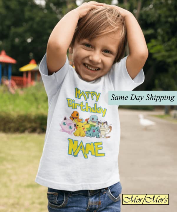 Boy T-shirt Birthday Family Custom Name Age Matching Shirts Gotta Catch Them All
