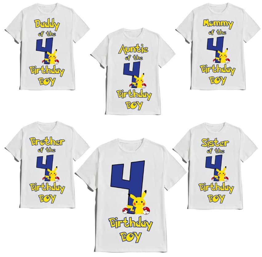 Birthday T-shirt Boy Custom Name Age Birthdayboy Shirts Family Matching Tees Gotta Catch Them All
