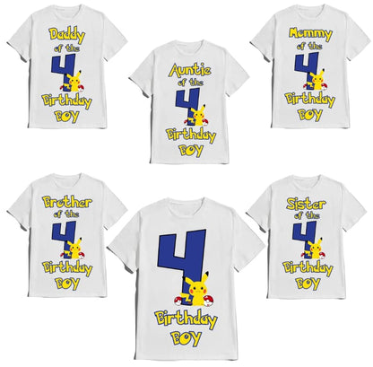 Birthday T-shirt Boy Custom Name Age Birthdayboy Shirts Family Matching Tees Gotta Catch Them All