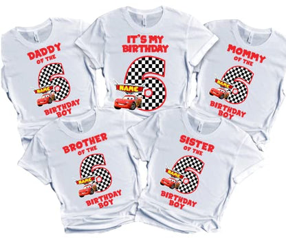 Birthday Shirt Car Boy Girl T-shirt Family Matching Shirts Kids party Personalize with Name and Age Custom Tees