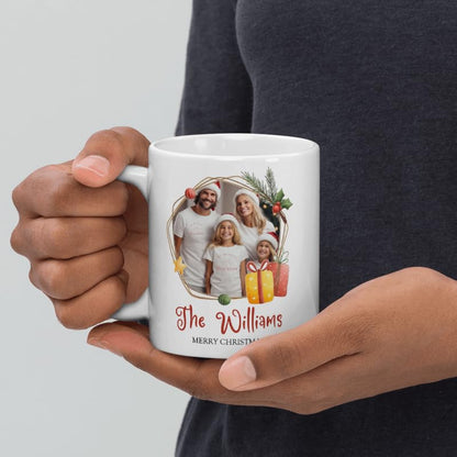 Mug For All The Family Gift Mug Personalized Christmas Design Ceramic Mugs with Name And Photo Customized Xmas Cups Gifts for Holiday All Family Gathering Tea Cup White Coffee Mug 11oz