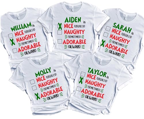 Christmas Matching Shirts For All The Family Custom Gift Holidays Christmas Eve White Tshirt All Sizes Kids And Adults Personalized Customize Name Shirt
